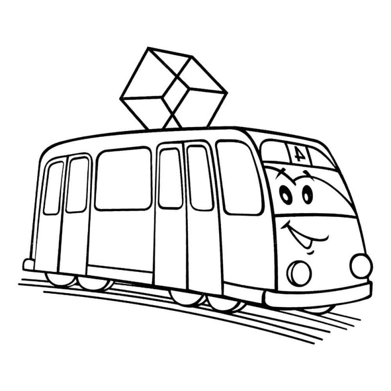 Трамвай раскраска для детей