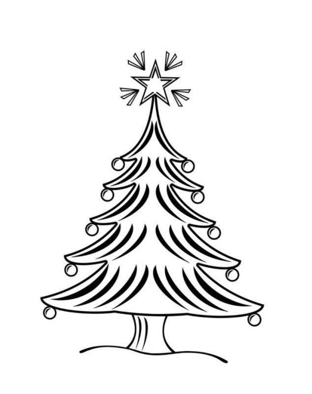 Ёлка рисунок контур