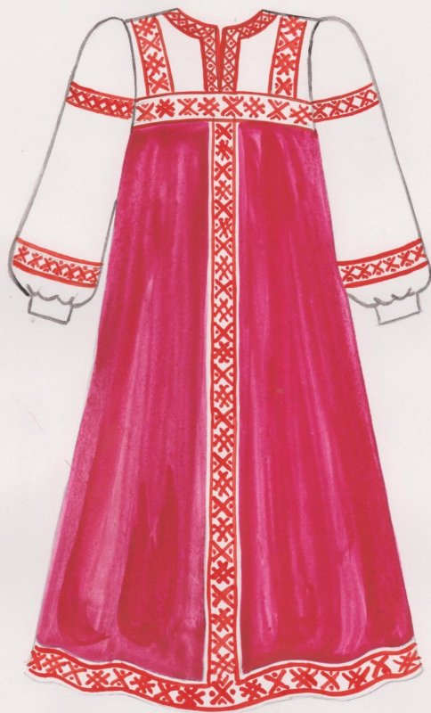 Эскиз русского народного праздничного костюма
