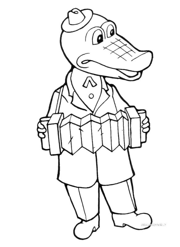 Крокодил Гена и Чебурашка мультфильм раскраска