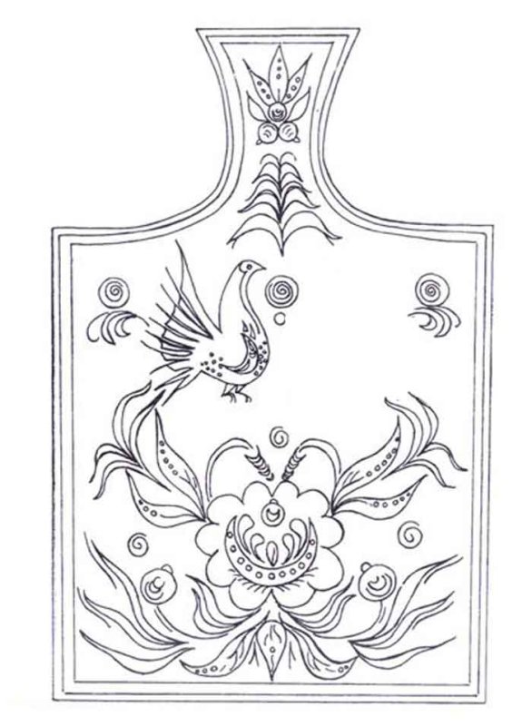 Раскраска дощечка Городецкая роспись для детей