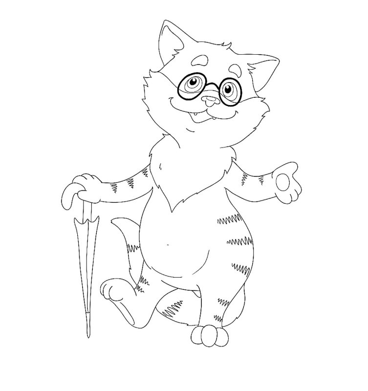 Кот ученый раскраска для детей