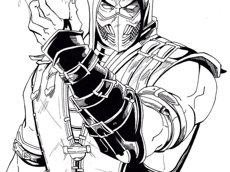 Раскраска мортал комбат Скорпион мк11