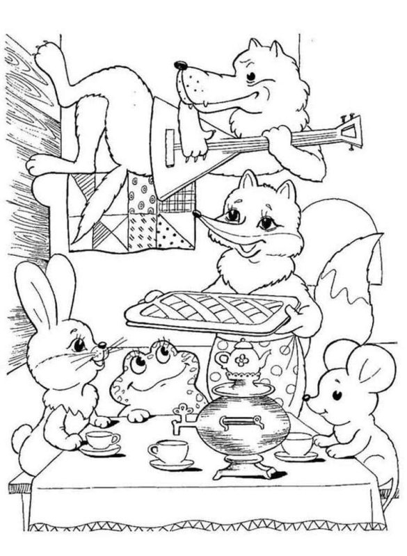 Сказка теремокрасскраска