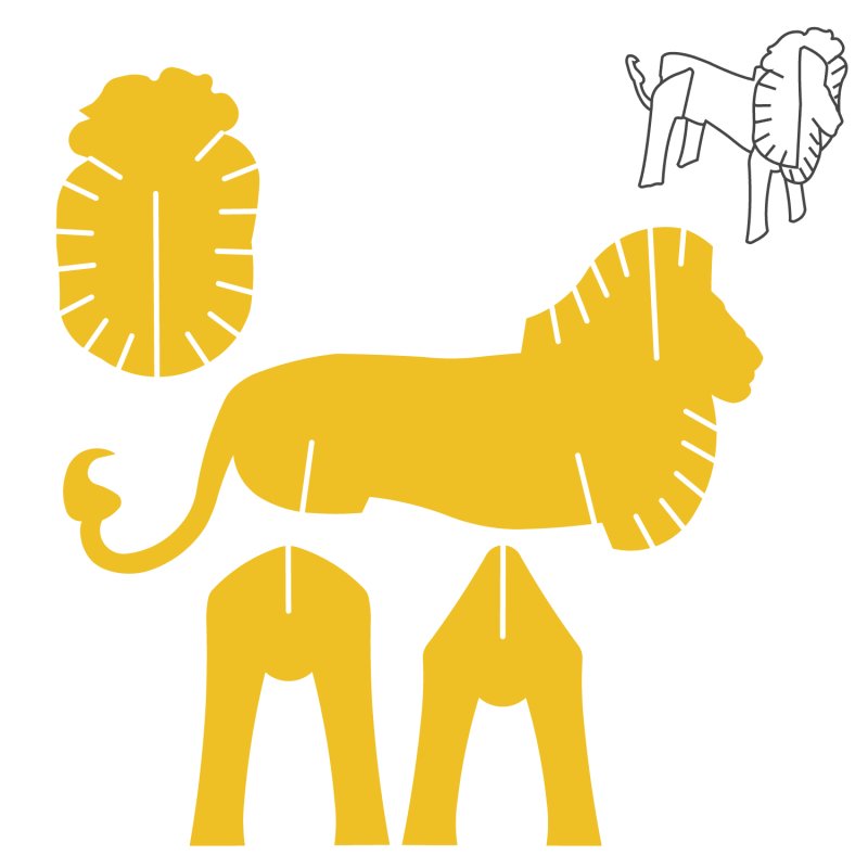 Лев из бумаги объемный