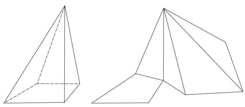 Развёртка четырёхугольной пирамиды для склеивания