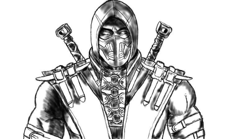 Раскраска Скорпион из мортал комбат 11