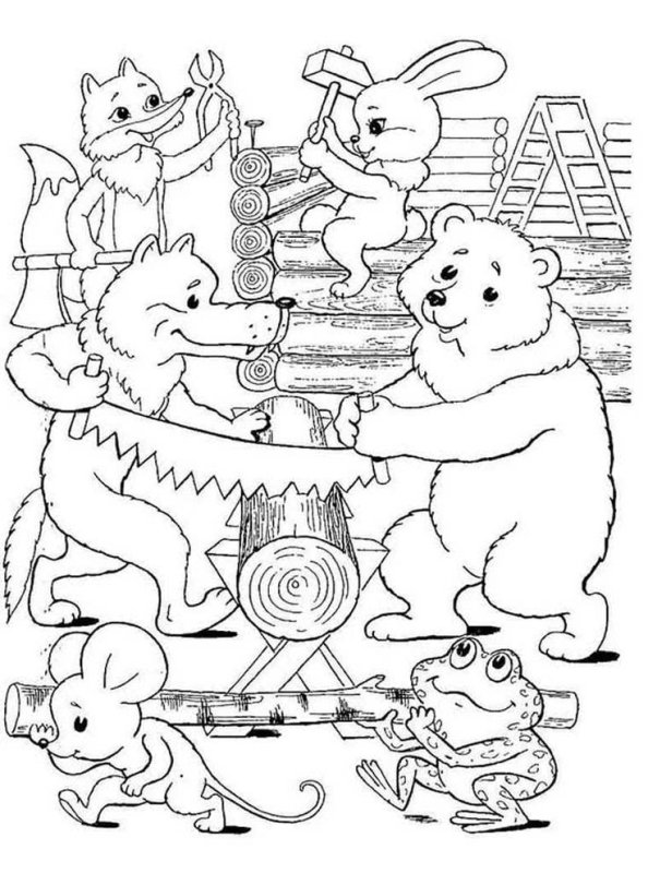 Сказка теремокрасскраска