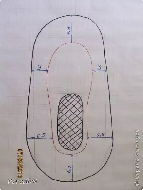 Выкройка тапочек для валяния из шерсти