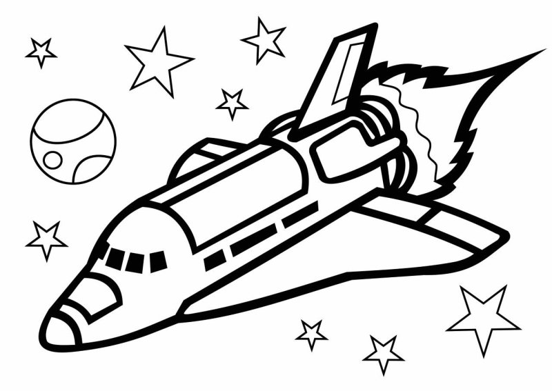 Ракета контурный рисунок