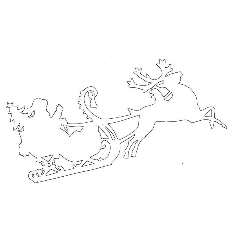 Новогодние украшения на окна сани с оленями