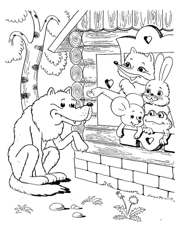 Раскраска Теремок из сказки Теремок