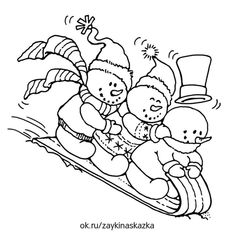 Снеговик раскраска для детей