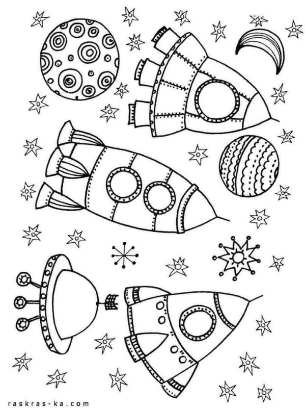 Раскраски космос для детей 5-6 лет