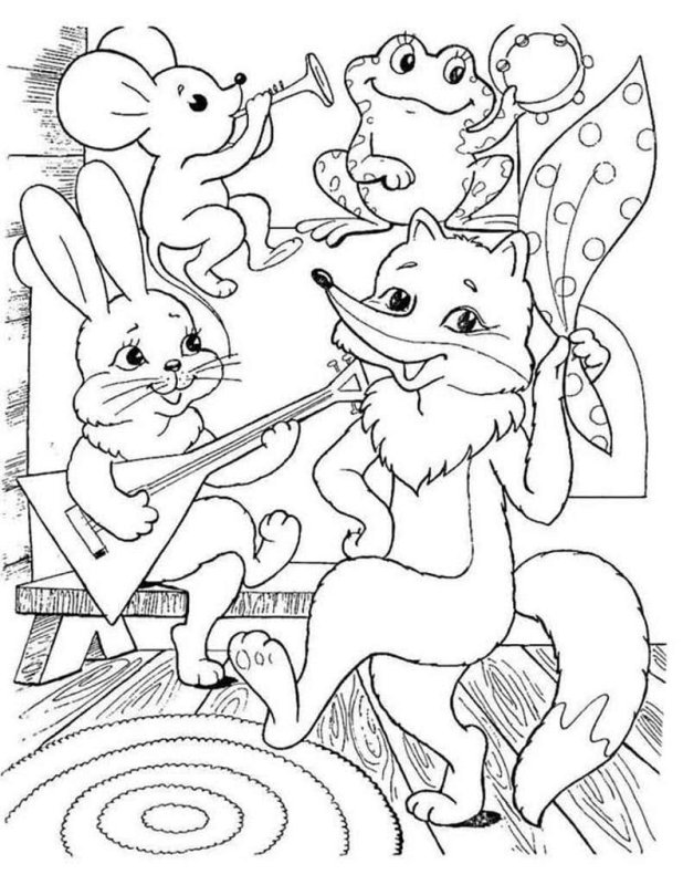 Теремок раскраска для детей