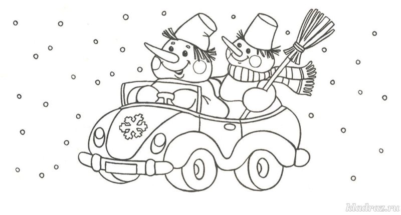 Раскраска машинки зима