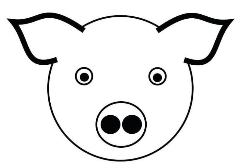 Контур морды поросенка