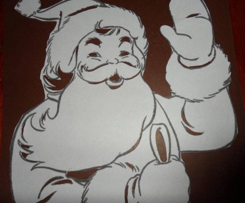 Вытынанки новогодние дед Мороз