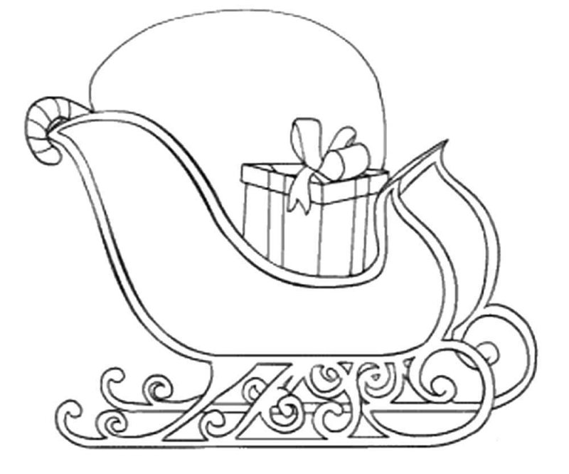 Новогодние санки раскраски