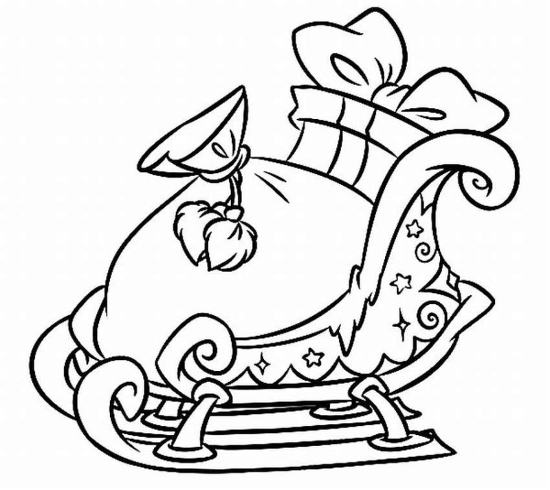 Сани с подарками трафарет