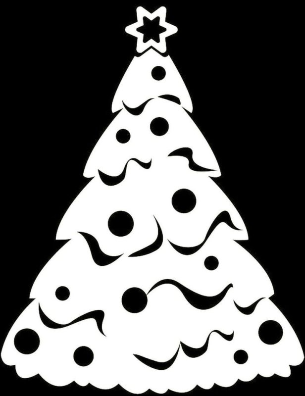 Елка трафарет на окно