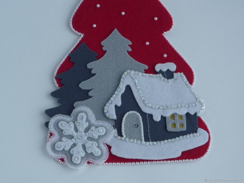 Новогодний домик из фетра