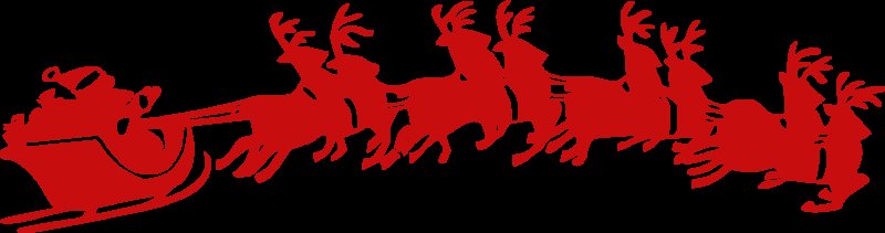 Красные сани с оленями