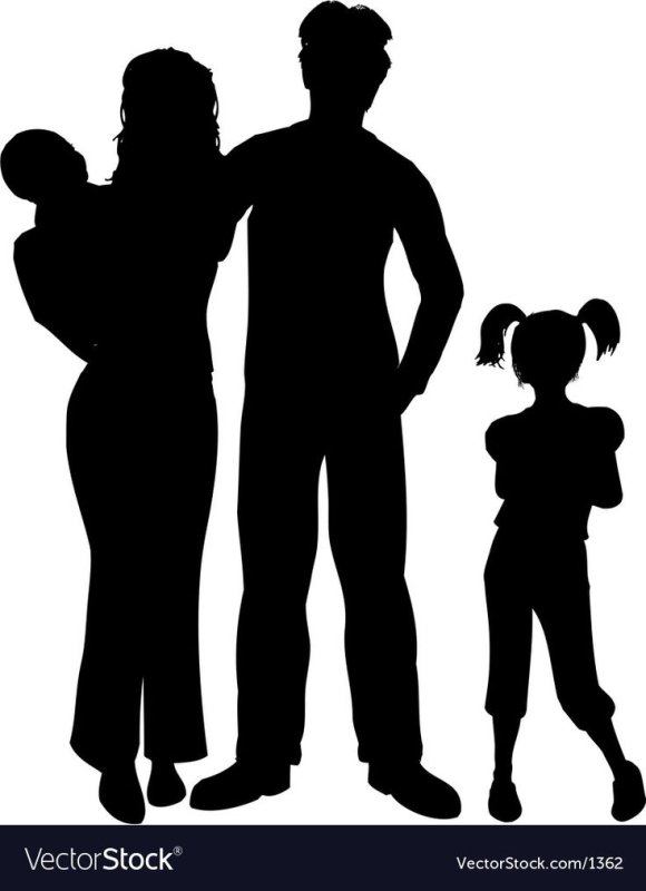 Силуэт семьи из 4 человек