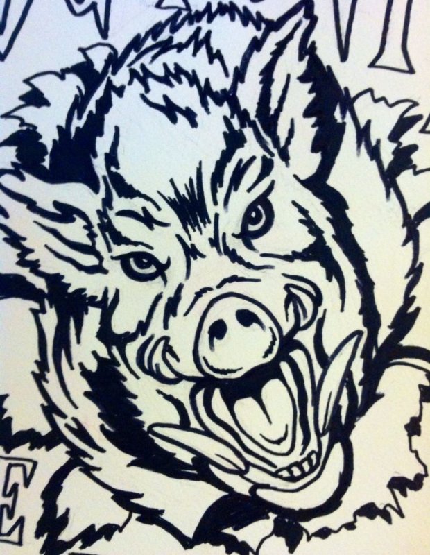 Трафарет кабана для травления