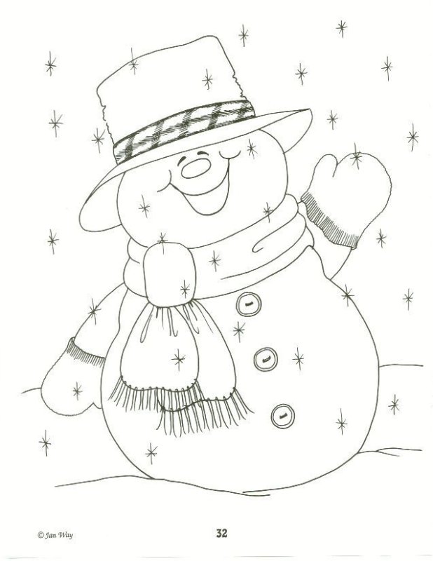 Снеговик трафарет