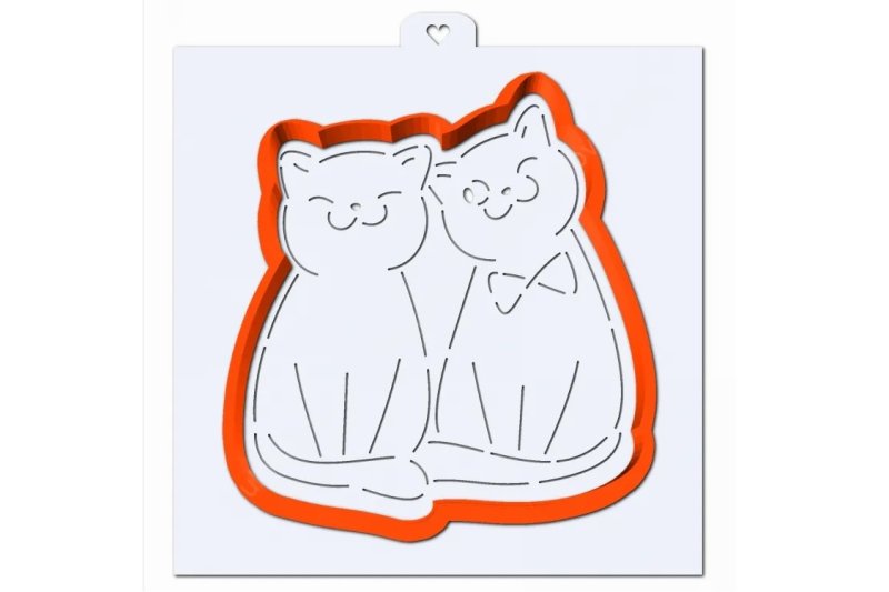 Трафарет котиков влюбленных