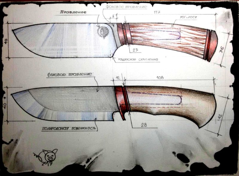 Скиннер нож чертеж с размерами