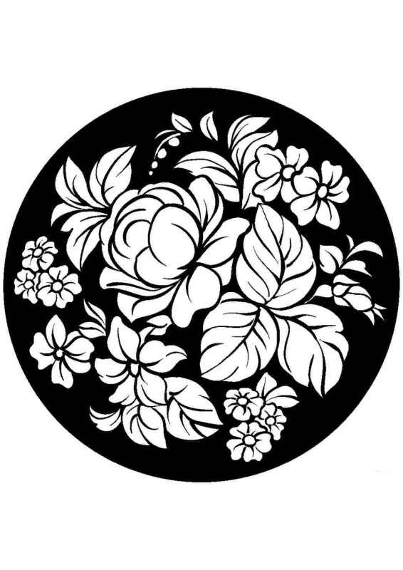 Жостовский поднос раскраска для детей