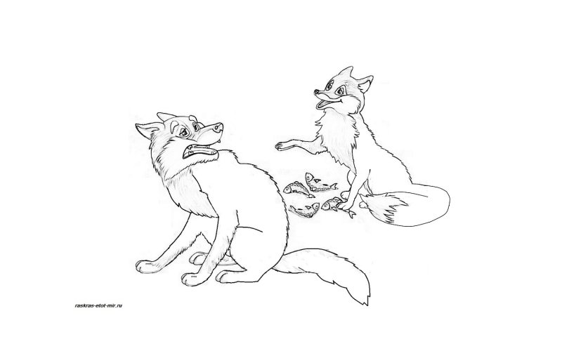 Волк и лиса раскраска