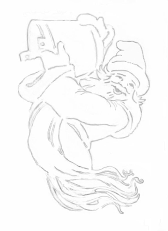 Новогодние вытынанки дед Мороз с ведром