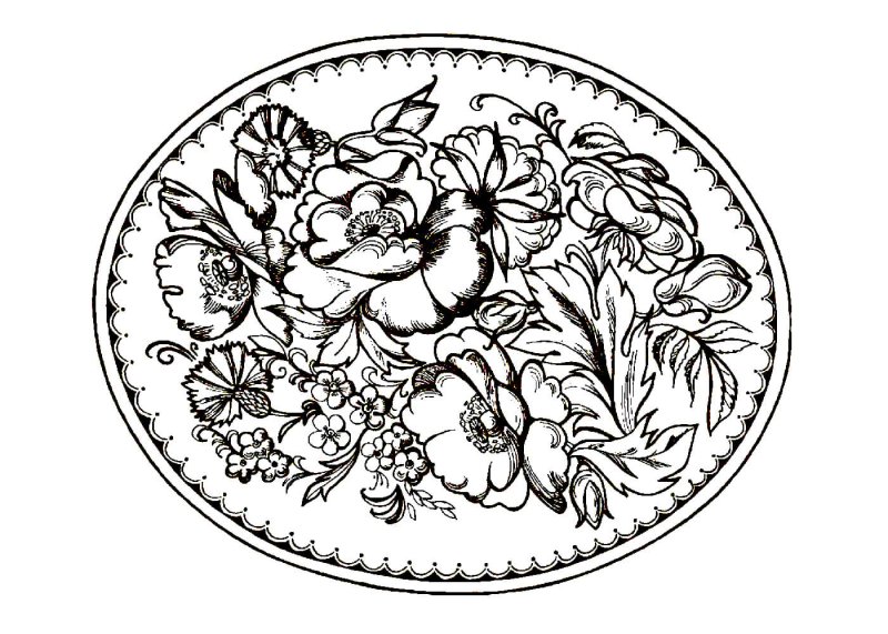 Жостовская роспись раскраска