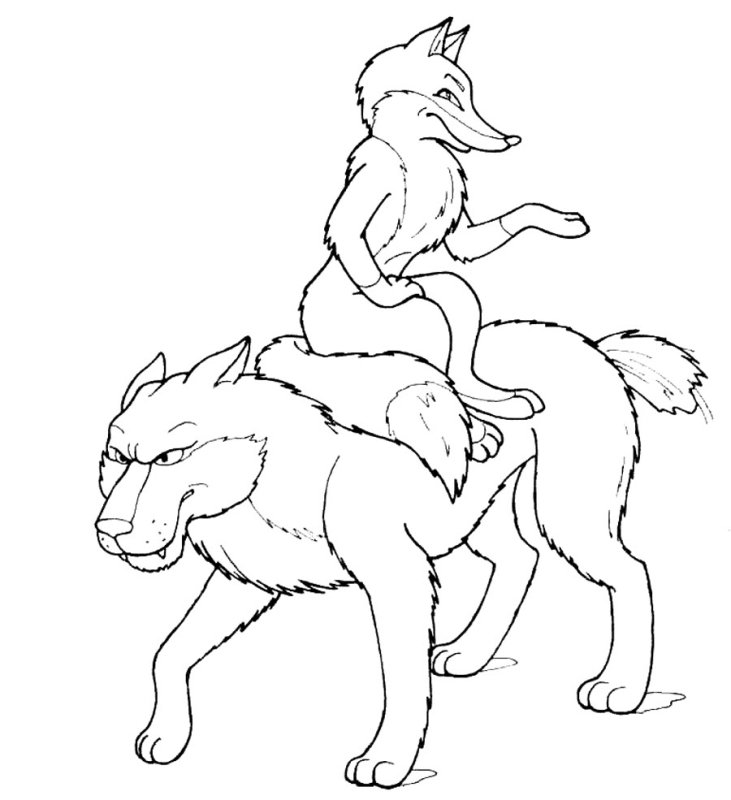 Раскраски к сказке Лисичка сестричка и серый волк