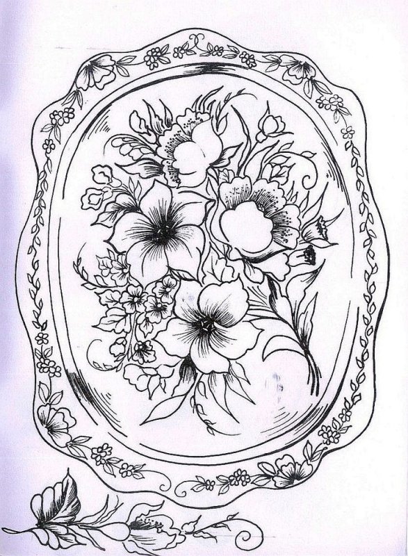 Жостовская роспись поднос рисунок