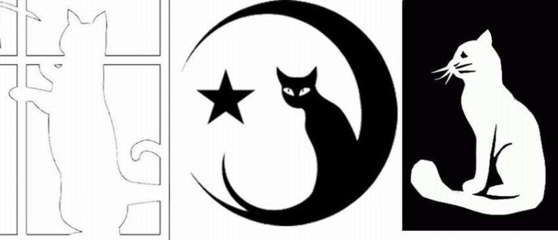 Трафарет кота для вырезания на окно