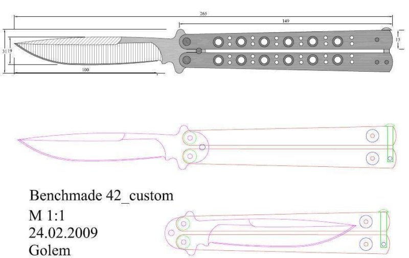 Чертеж ножа бабочки из Standoff 2