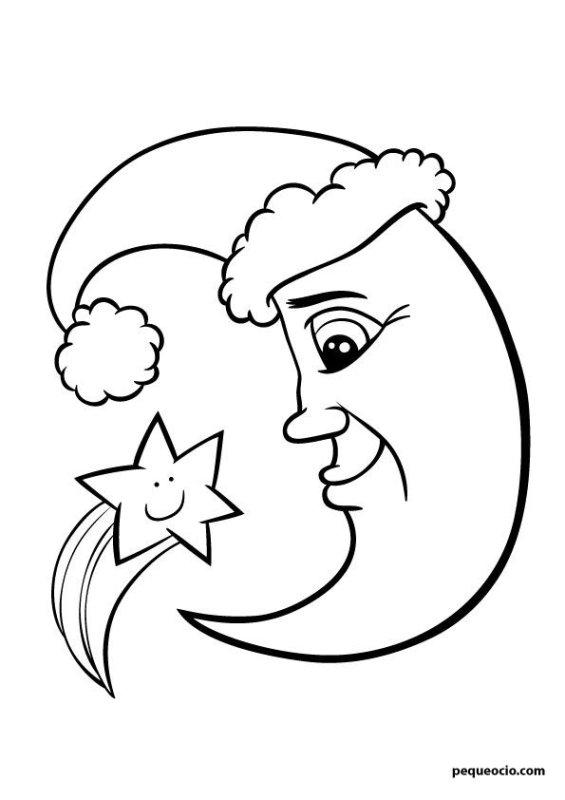 Луна раскраска для детей