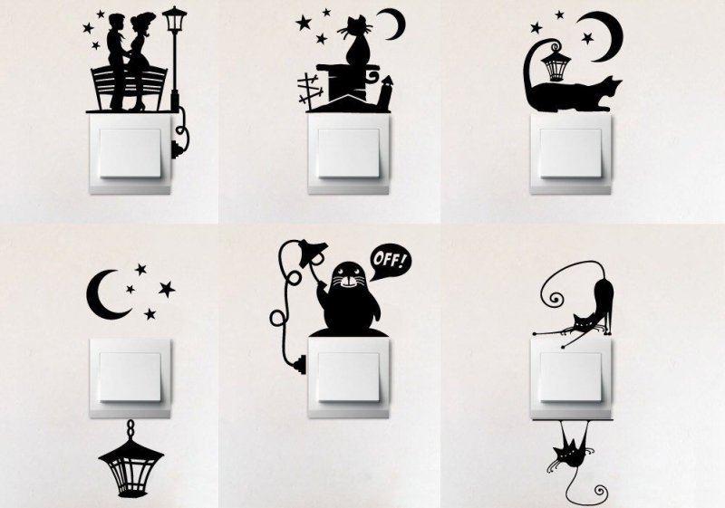 Наклейки на выключатели и розетки