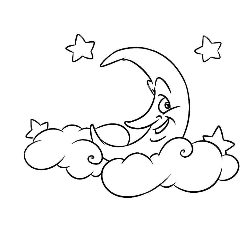 Луна картинка раскраска