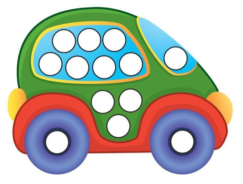 Пластилиновые заплатки для детей 2-3 лет транспорт