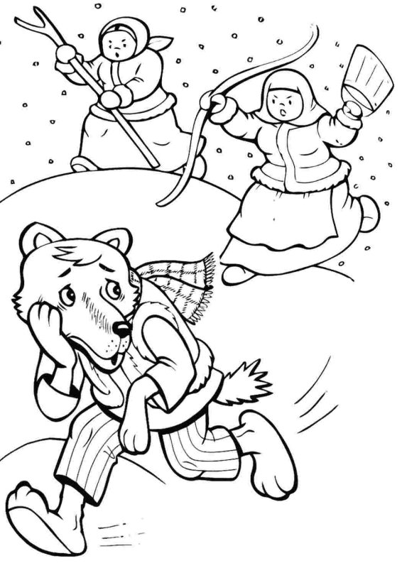 Волк и лиса раскраска