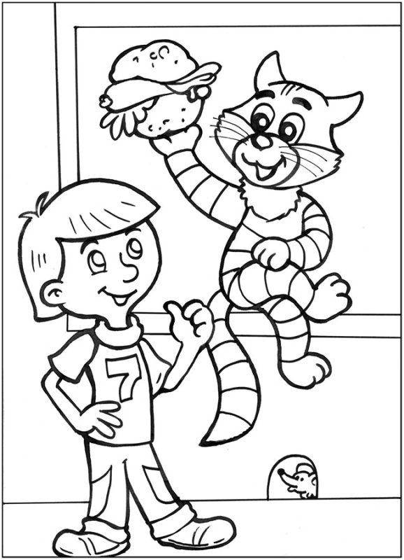 Раскраска Простоквашино пес дядя Федор кот