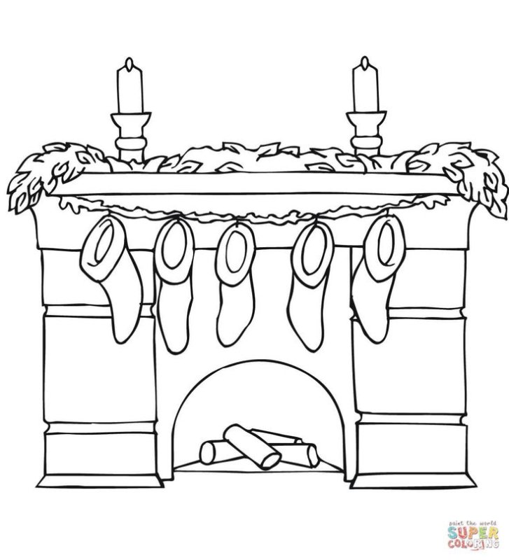 Рисунок новогоднего камина