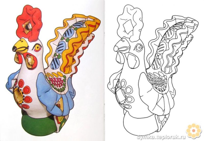 Петух для раскрашивания дымковской игрушки