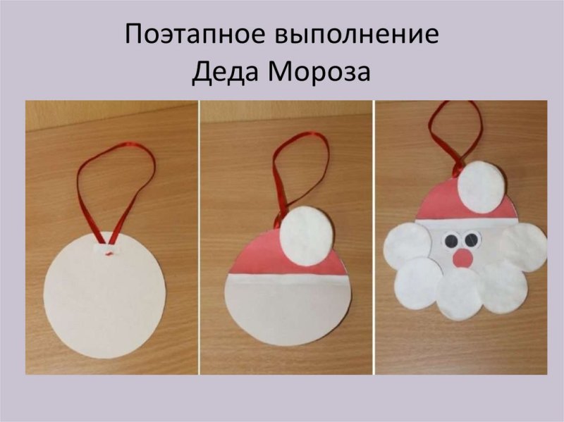 Дед Мороз из ватных дисков