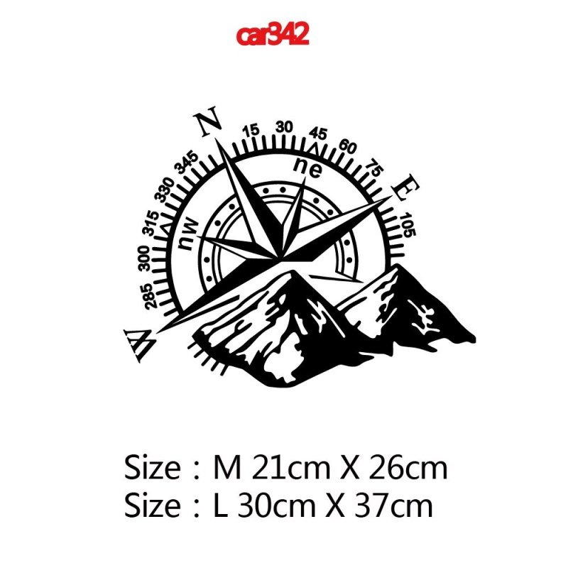 Наклейка на авто компас и горы